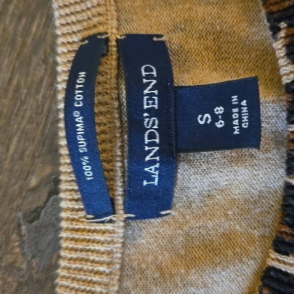 Lands End Leopard Print, Three-Quarter Sleeve Crew Neck Sweater - Picture 2 of 8